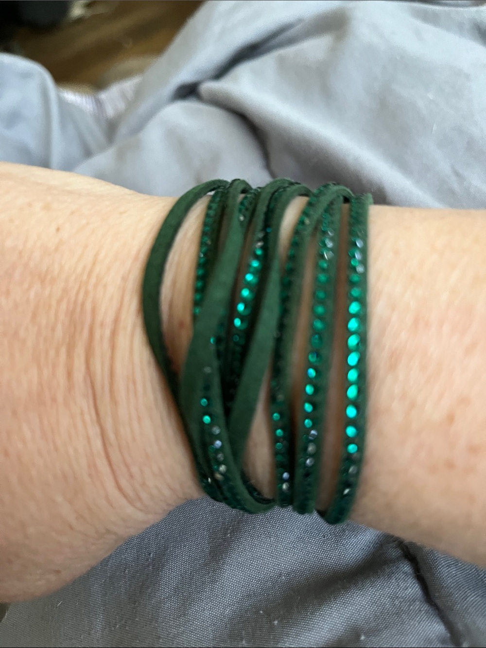 Touchstone Crystal Emerald Green Multi-Strand Wrap Bracelet